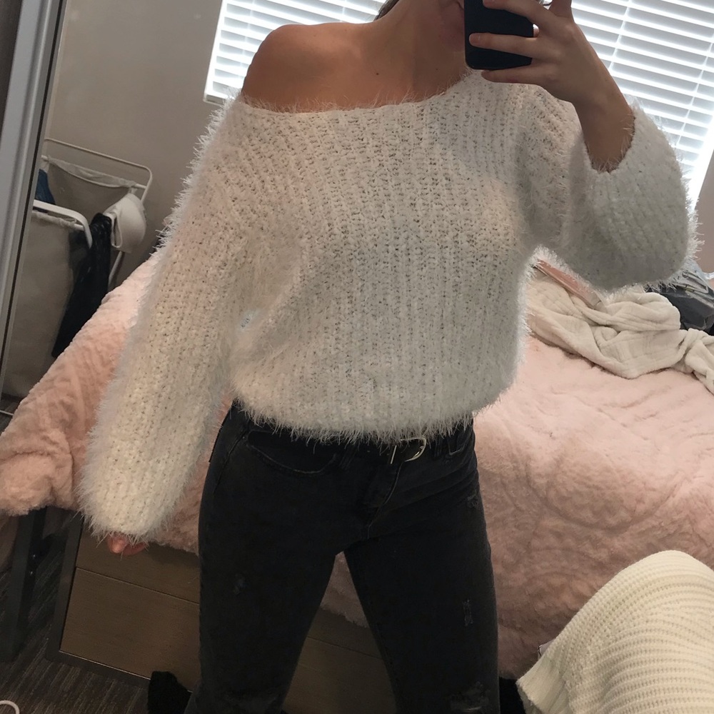 Fuzzy white sweater